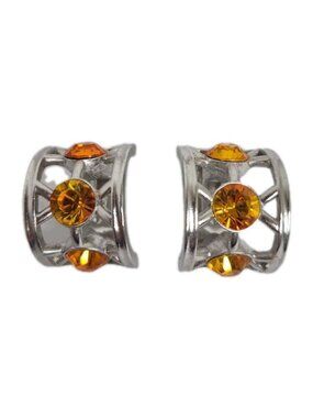 Givenchy Earrings Clip On Silver Tone Orange Citrine Half Hoops 1"